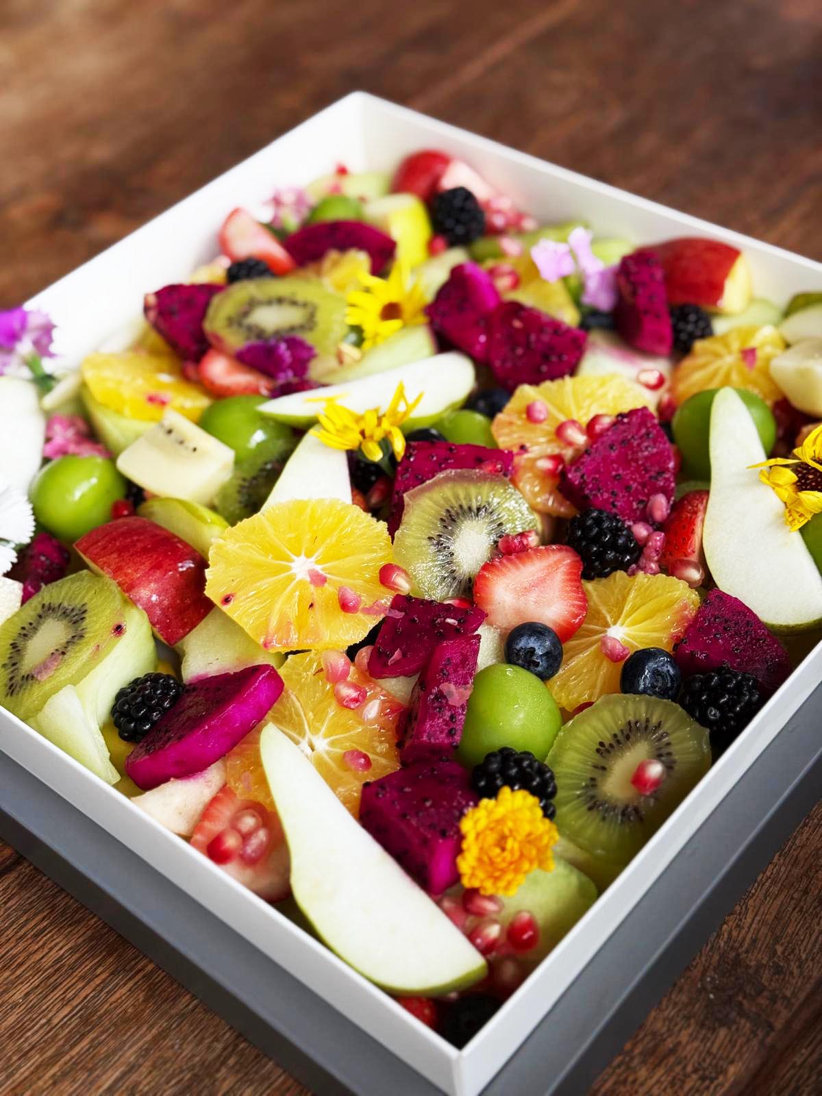 A mixed fruit box ready for delivery