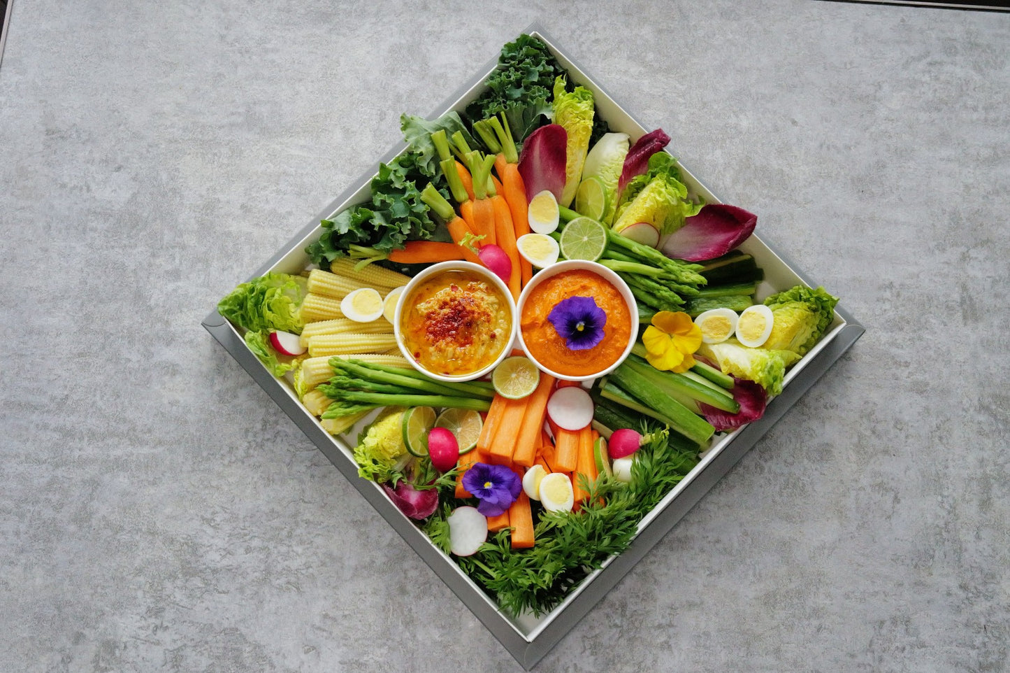 Vegetable Crudites w/ Hummus & Romesco
