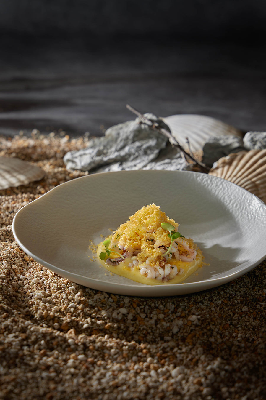 Squid Carbonara with Pecorino Espuma