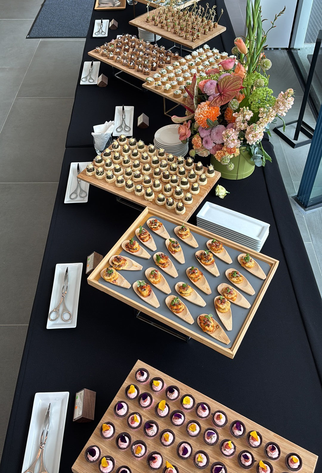 Canapes on a buffet table