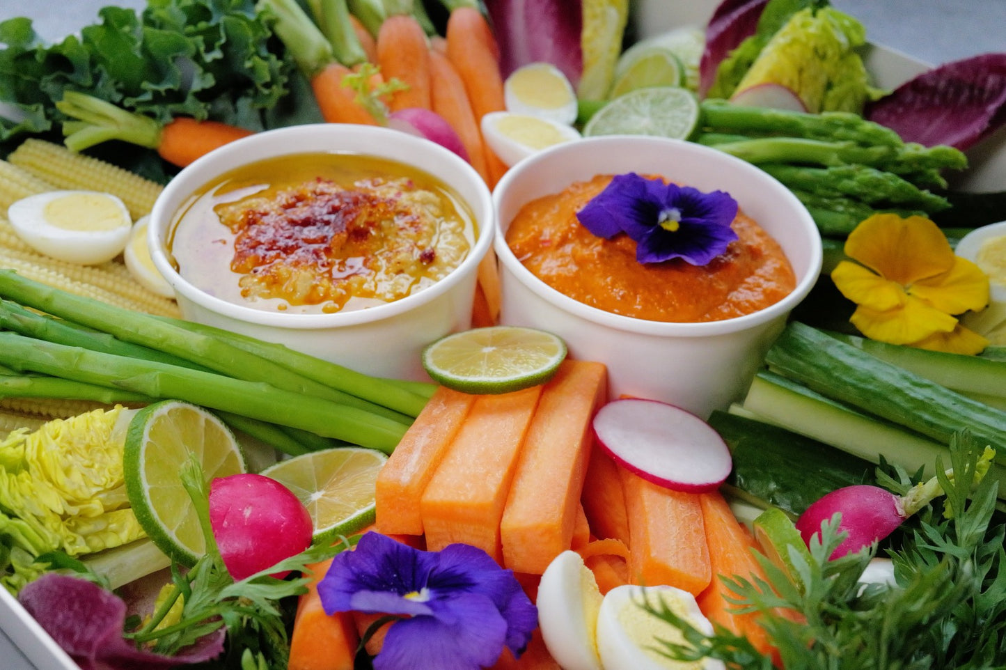 Vegetable Crudites w/ Hummus & Romesco