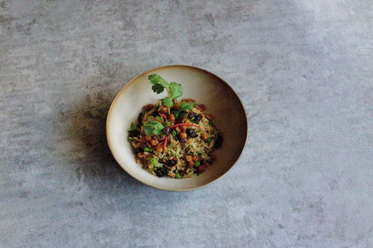 Herbed Basmati Rice w/ Crispy Chickpeas & Golden Raisins