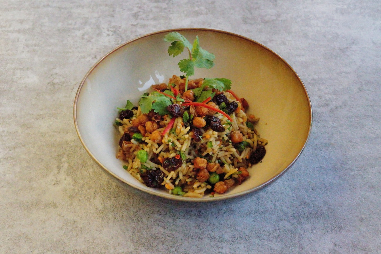 Herbed Basmati Rice w/ Crispy Chickpeas & Golden Raisins