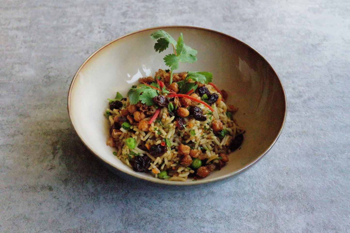 Herbed Basmati Rice w/ Crispy Chickpeas & Golden Raisins