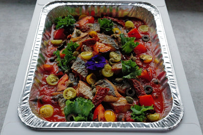 Mediterranean Baked Fish w/ Olives and Sun-Dried Tomato Sauce