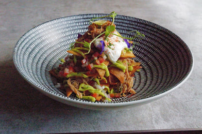 Pulled Pork Nachos w/ Guacamole, Tomato Salsa & Sour Cream